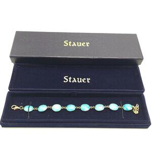 Stauer Eterno Bracelet With Blue Turquoise In Velvet Box 9.5 Total Length *